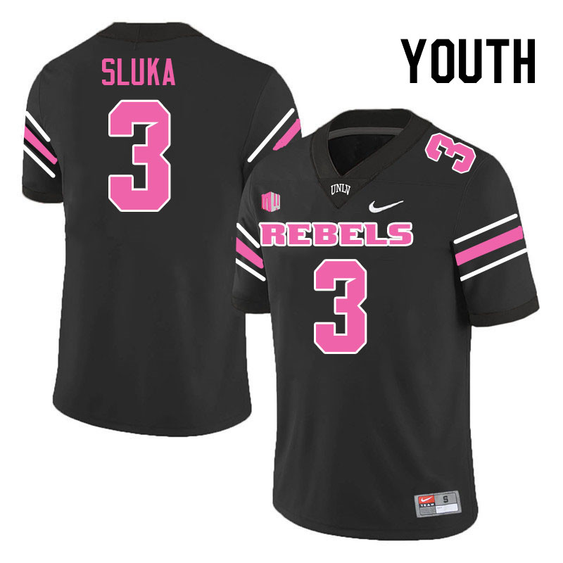 Youth #3 Matthew Sluka UNLV Rebels College Football Jerseys Stitched-Black